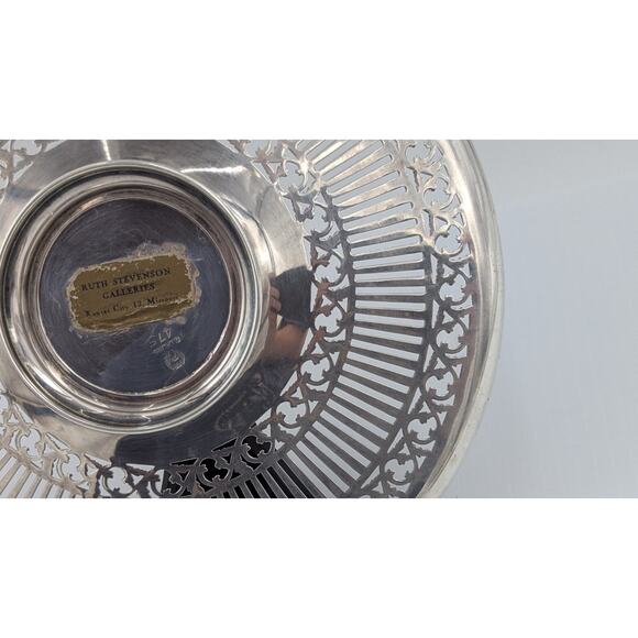 Meriden Britannia Sterling Silver Reticulated Tray Footed Dish 8.5” #475 - Picture 7 of 14